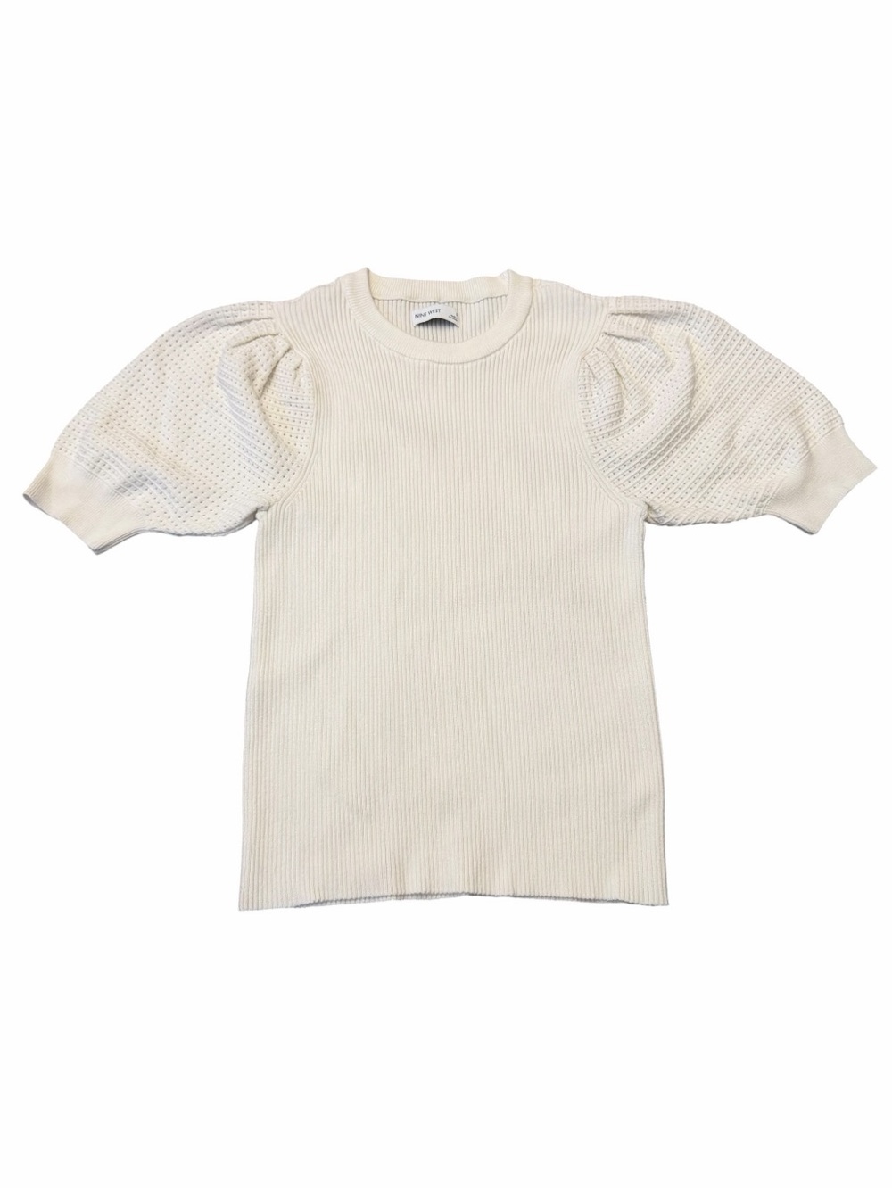 Nine West Cream Puff-Sleeve Knit Top Size Small
